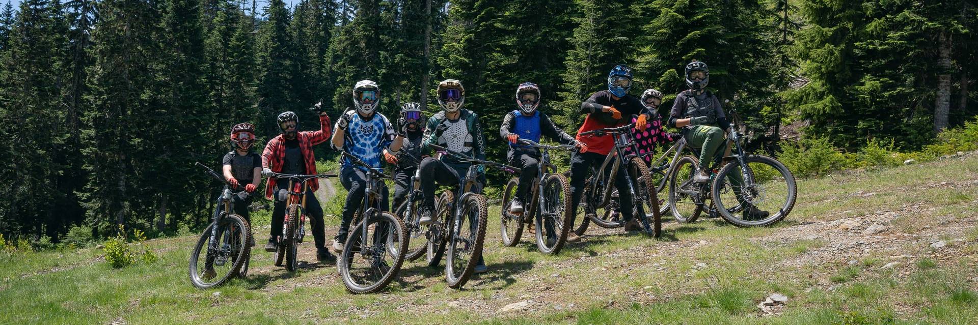 group of mountain bikers