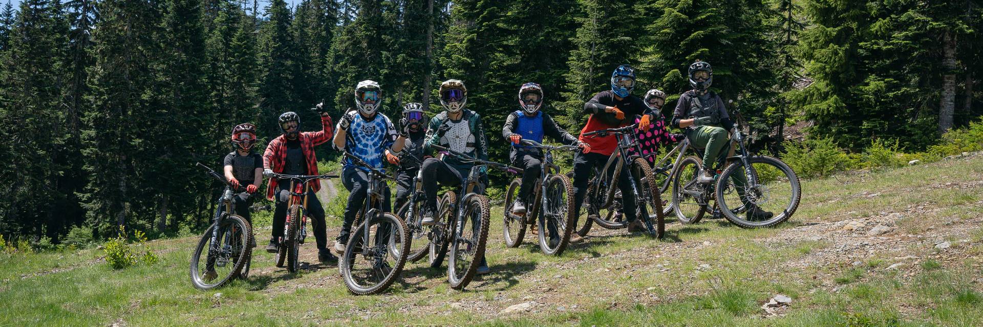 group of mountain bikers