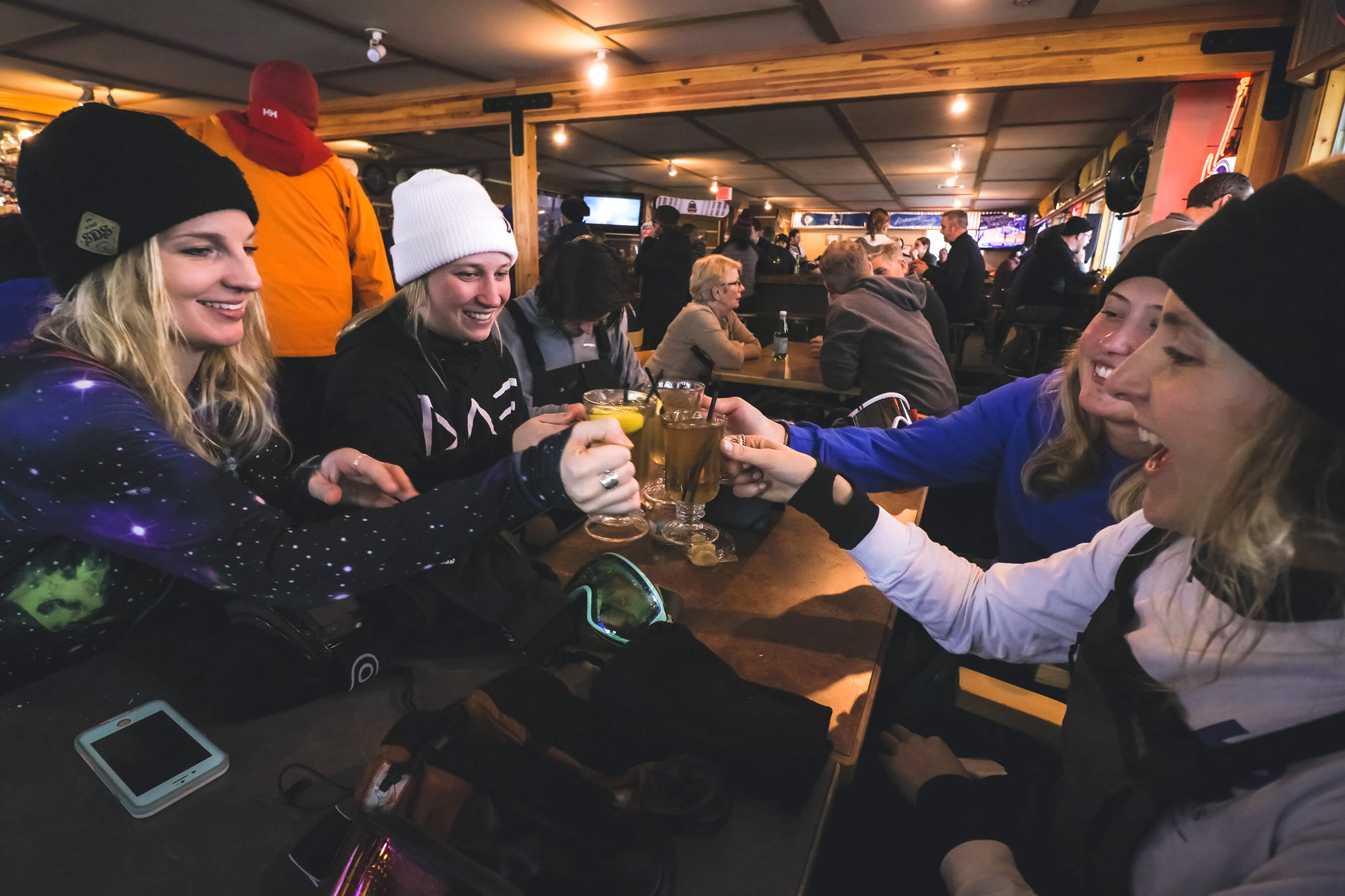 women cheers in whiskey pete's bar
