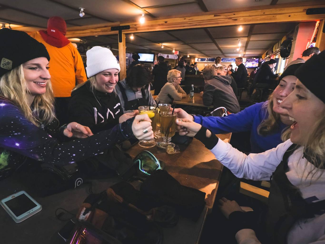 women cheers in whiskey pete's bar
