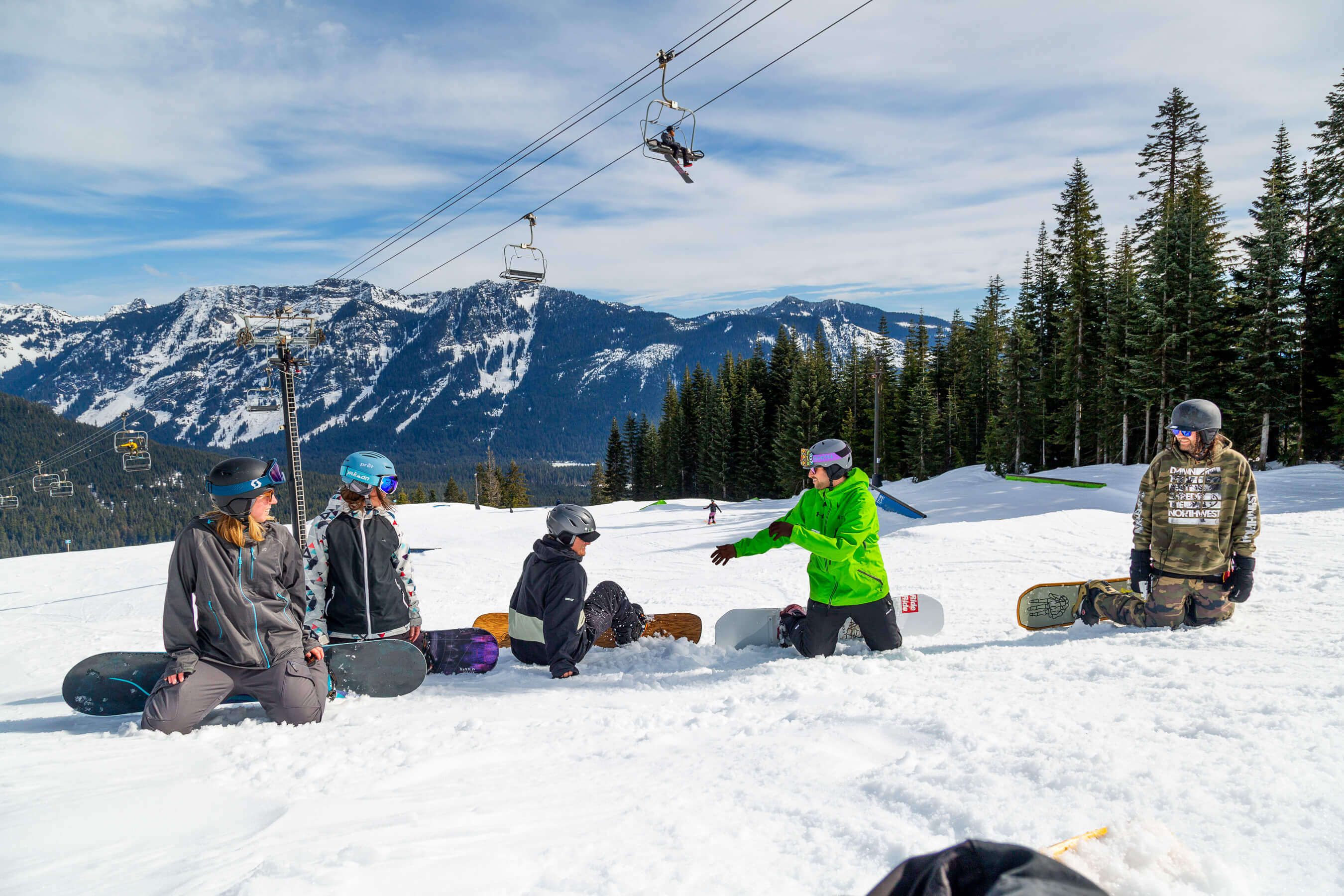 adult snowboard group lesson
