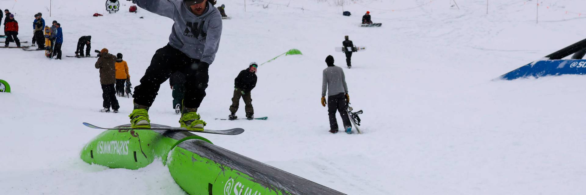 snowboarder in park with friends