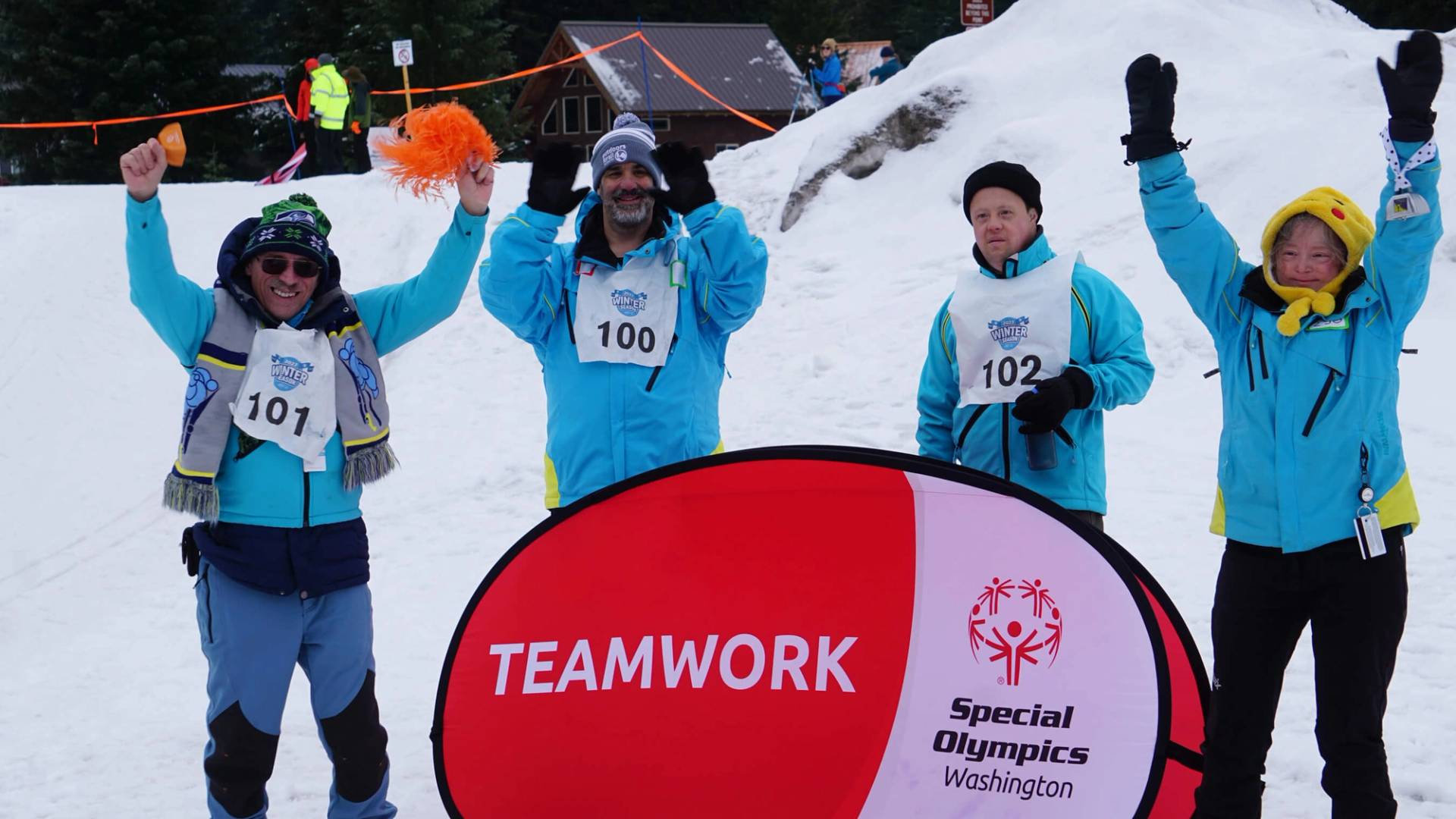 Special Olympics athletes celebrating