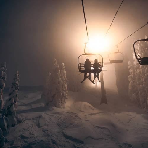 night skiing powder