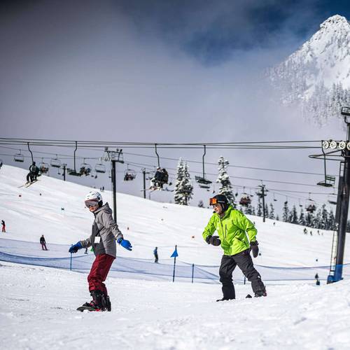 snowboard getting a private lesson