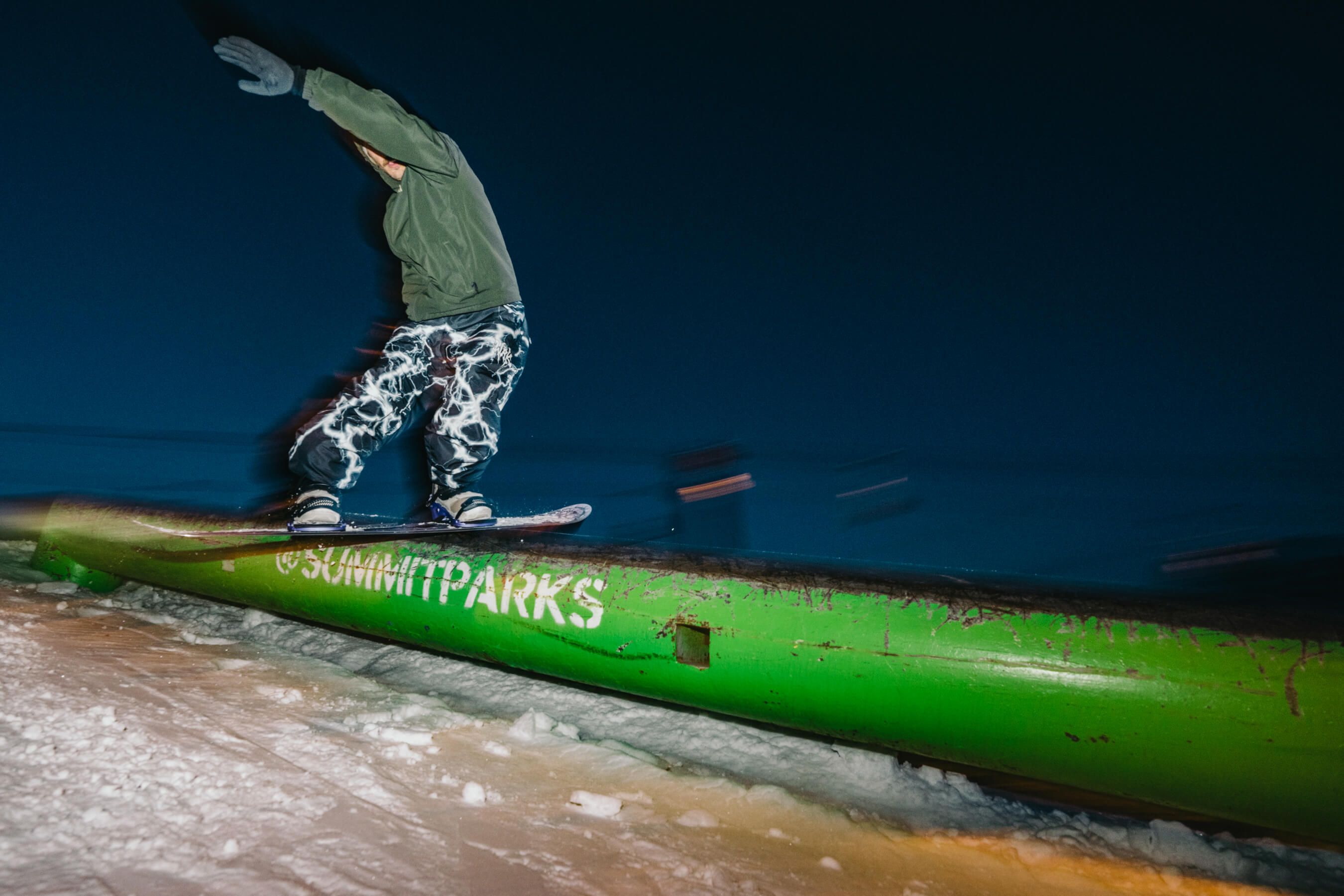 snowboarder tube night terrain parks
