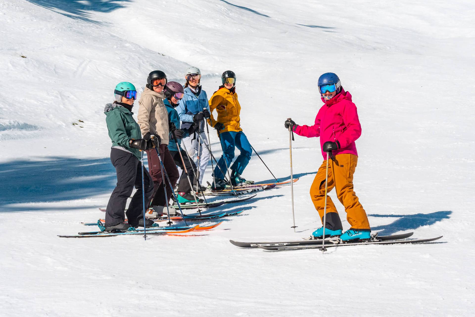 group of clinic participants with coach