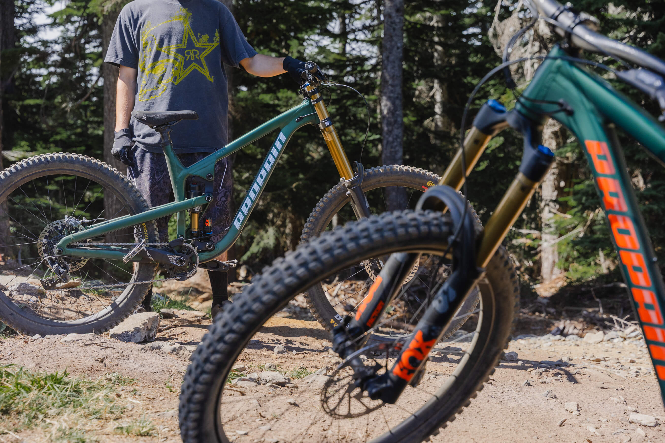 Propain bikes out on the hill in the Summit Bike Park