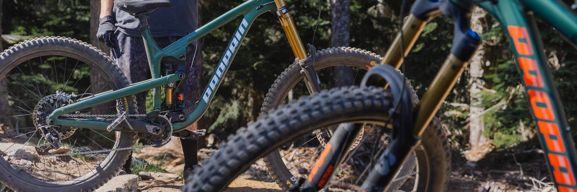 Propain bikes out on the hill in the Summit Bike Park
