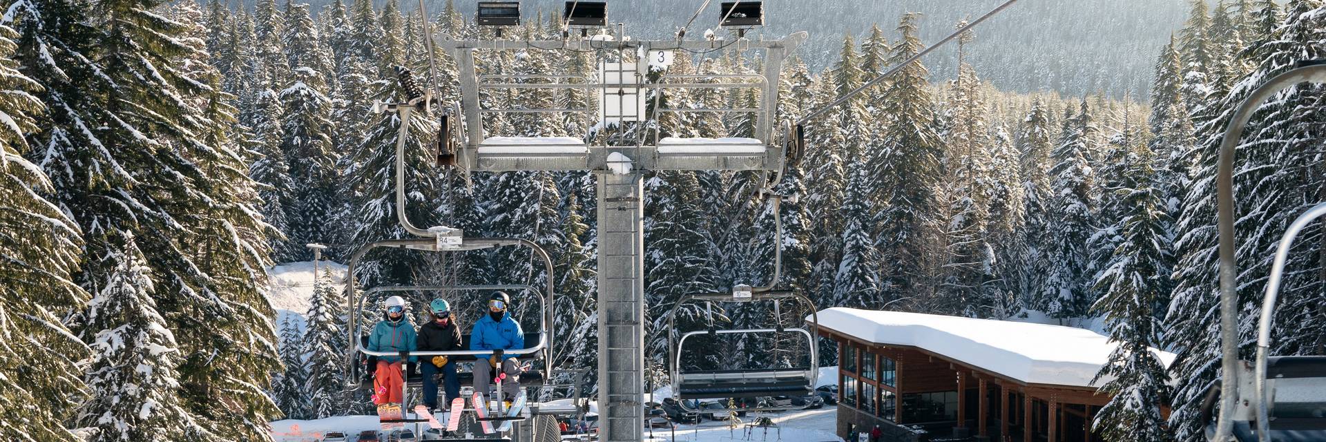 view of Silver Fir lodge from the chair