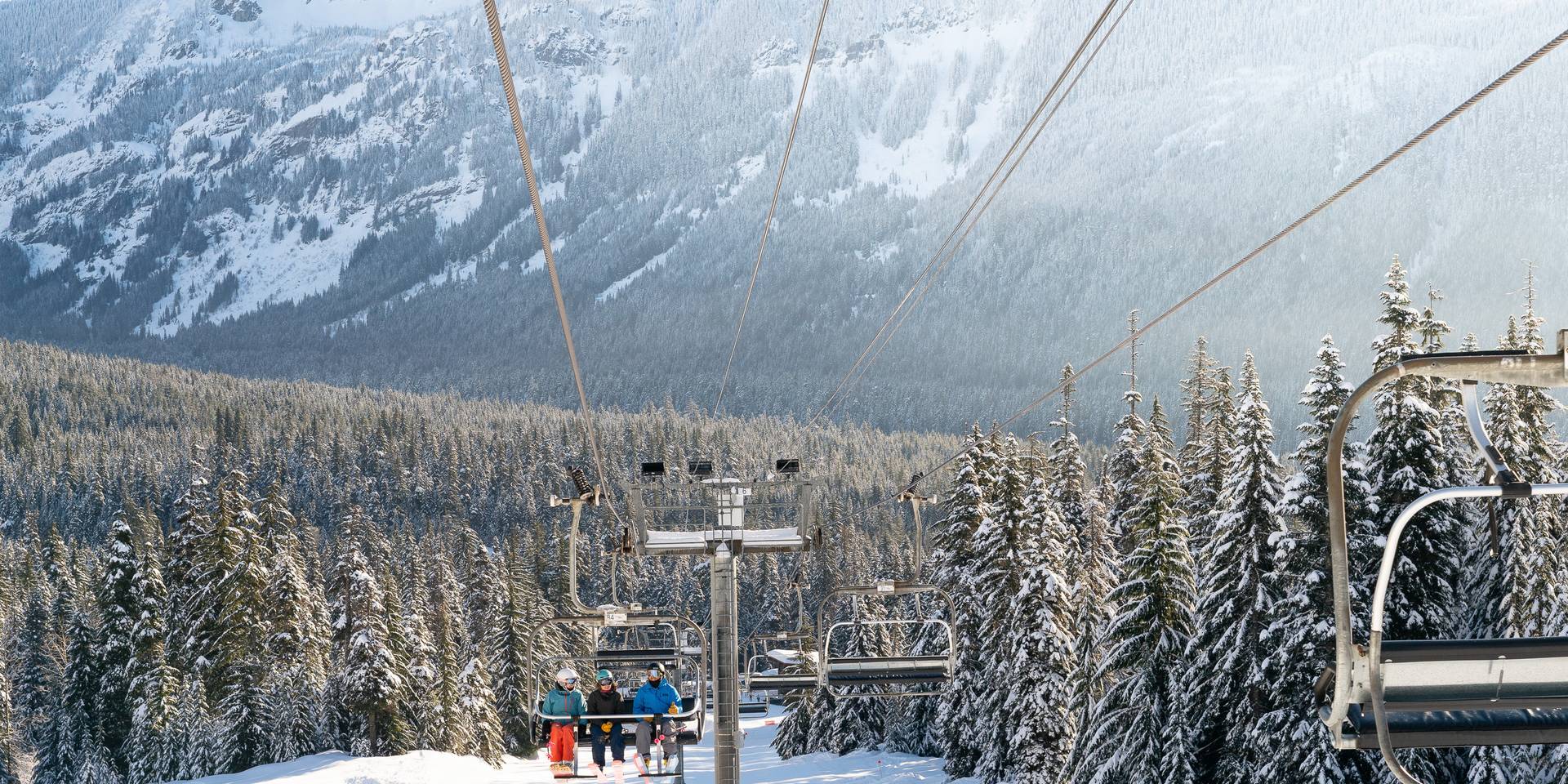 people on chairlift scenic view