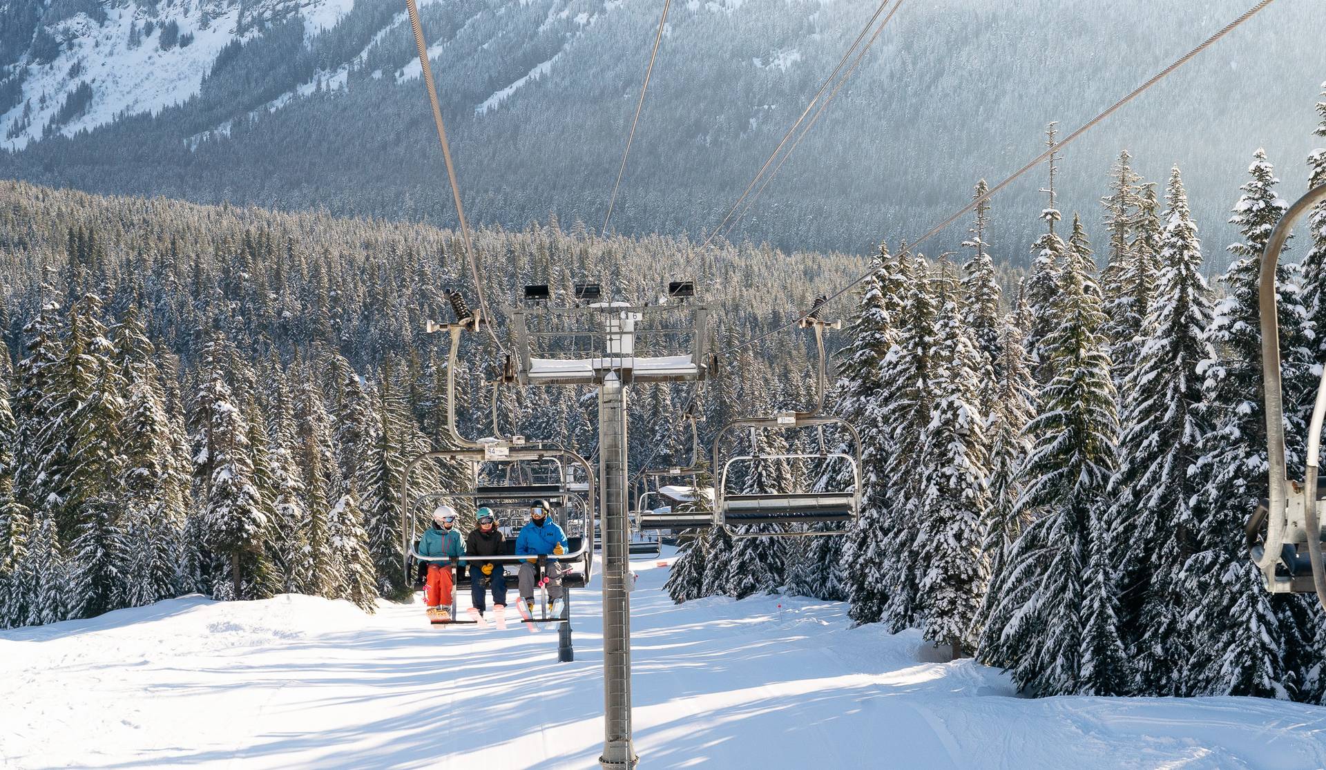 skiers on chairlift