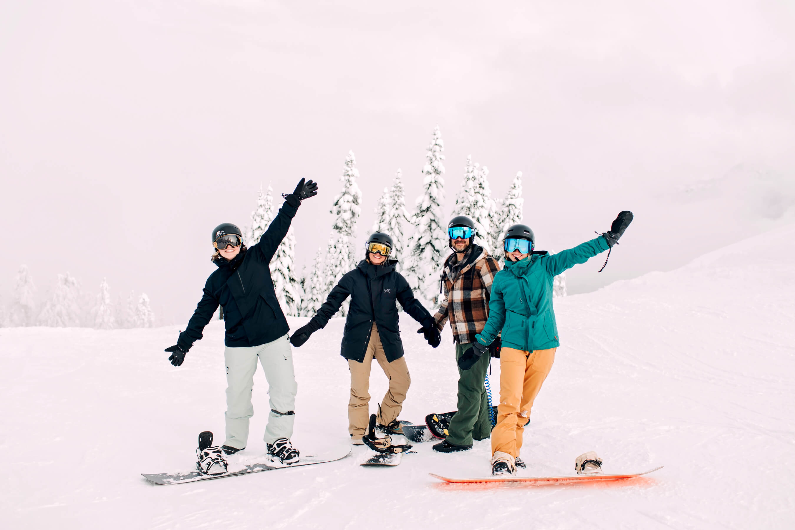 snowboarders smiling