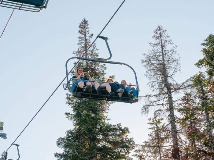 group on chairlift