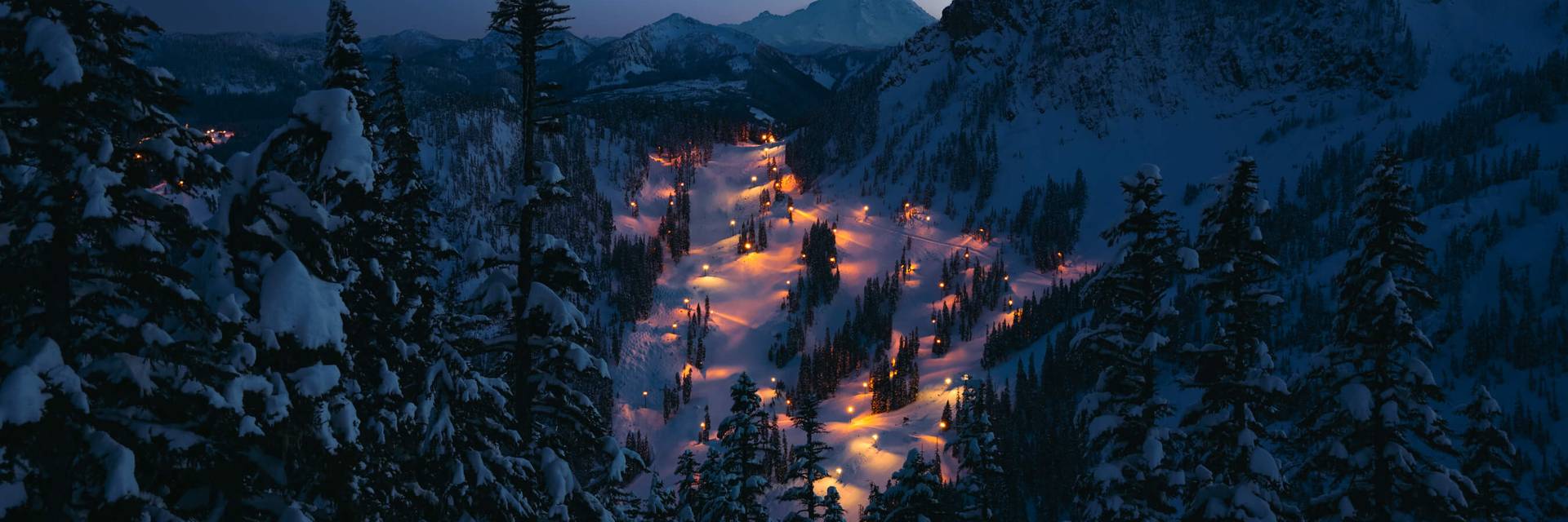 Alpental twilight across valley