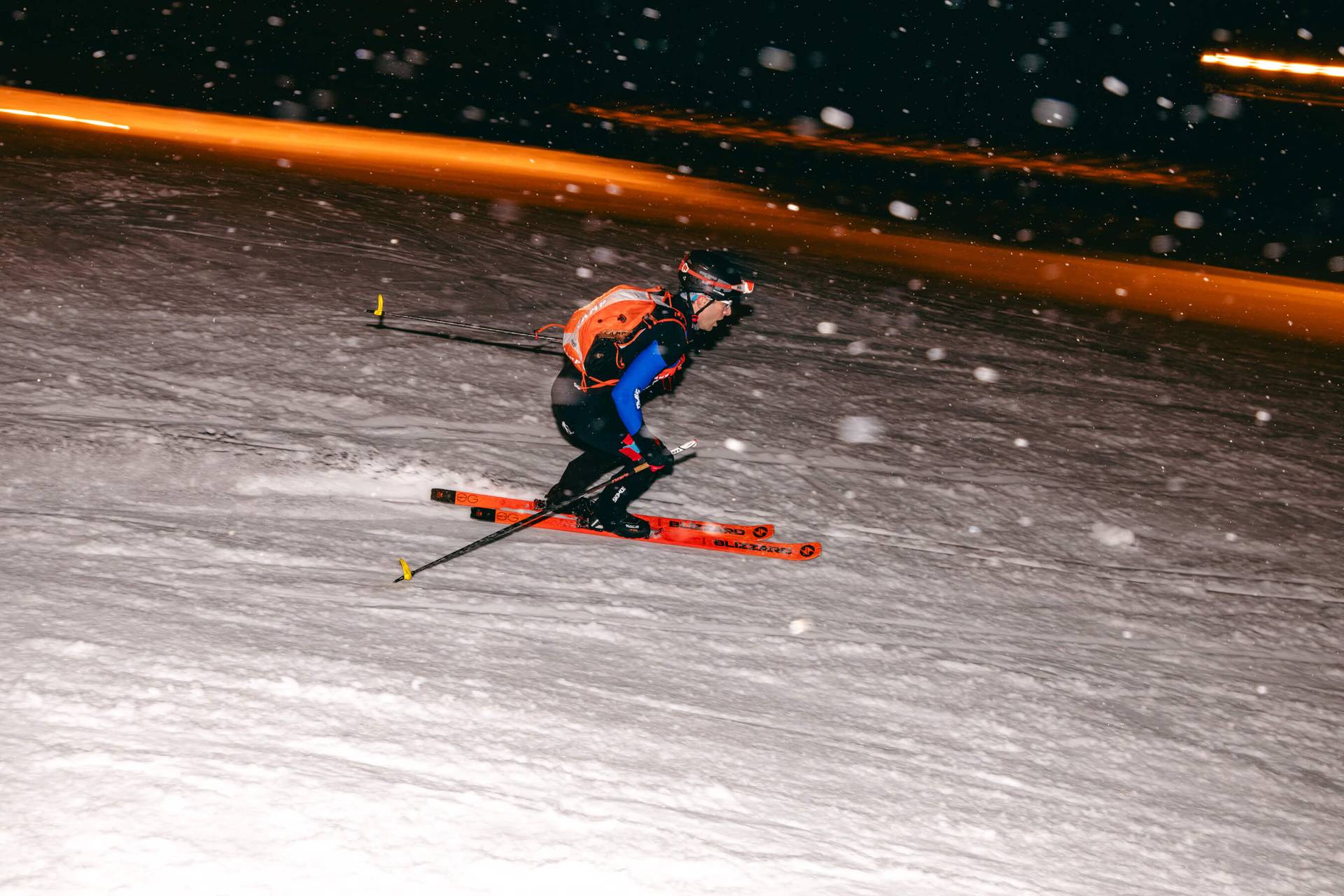 night skiing skimo racing
