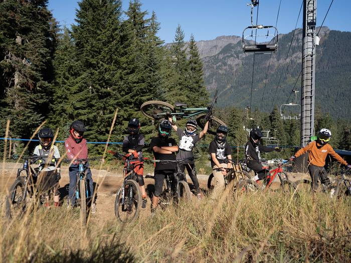 group of mountain bikers