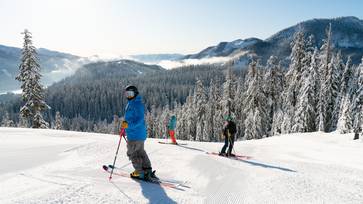skiers waiting on mountain