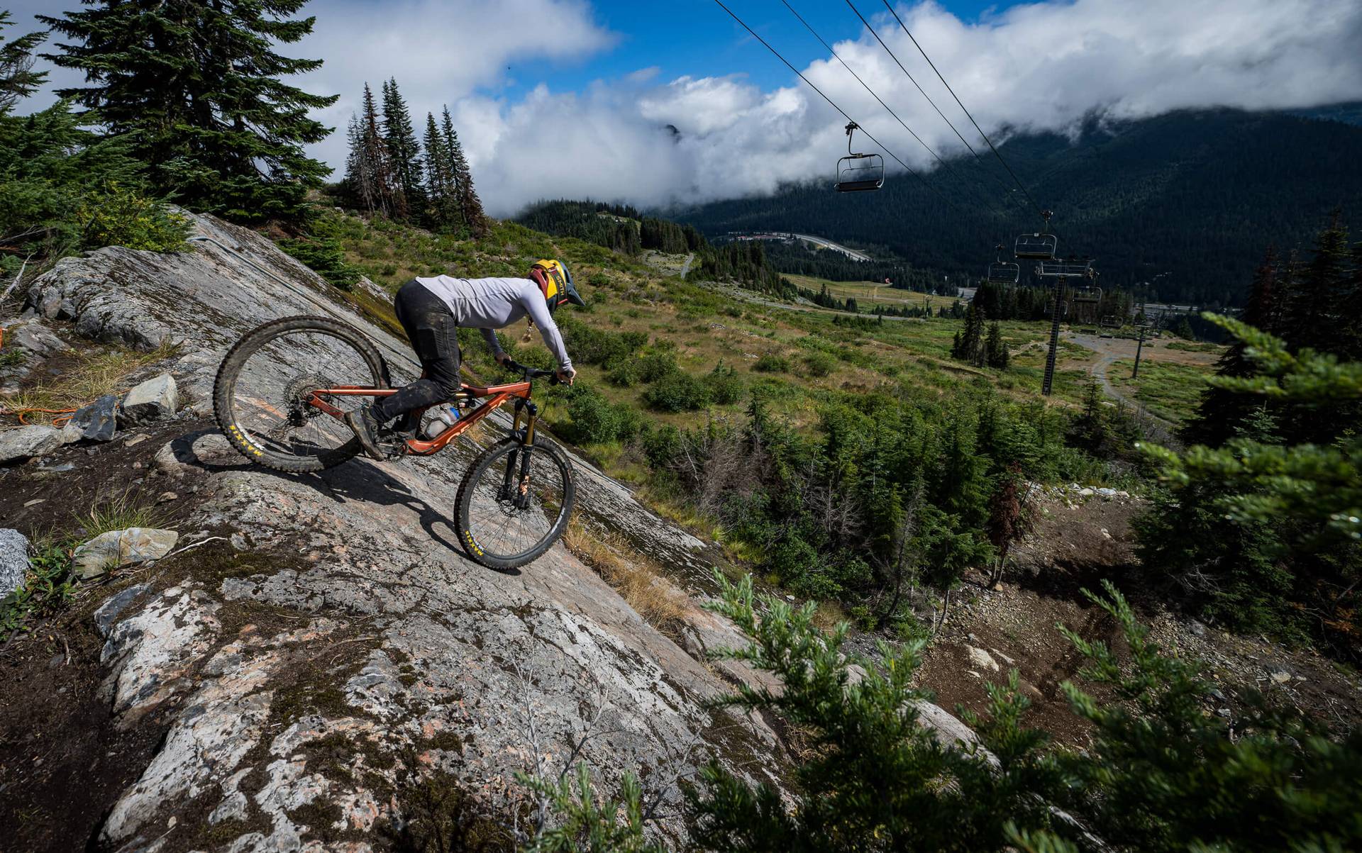 biker dropping into slab