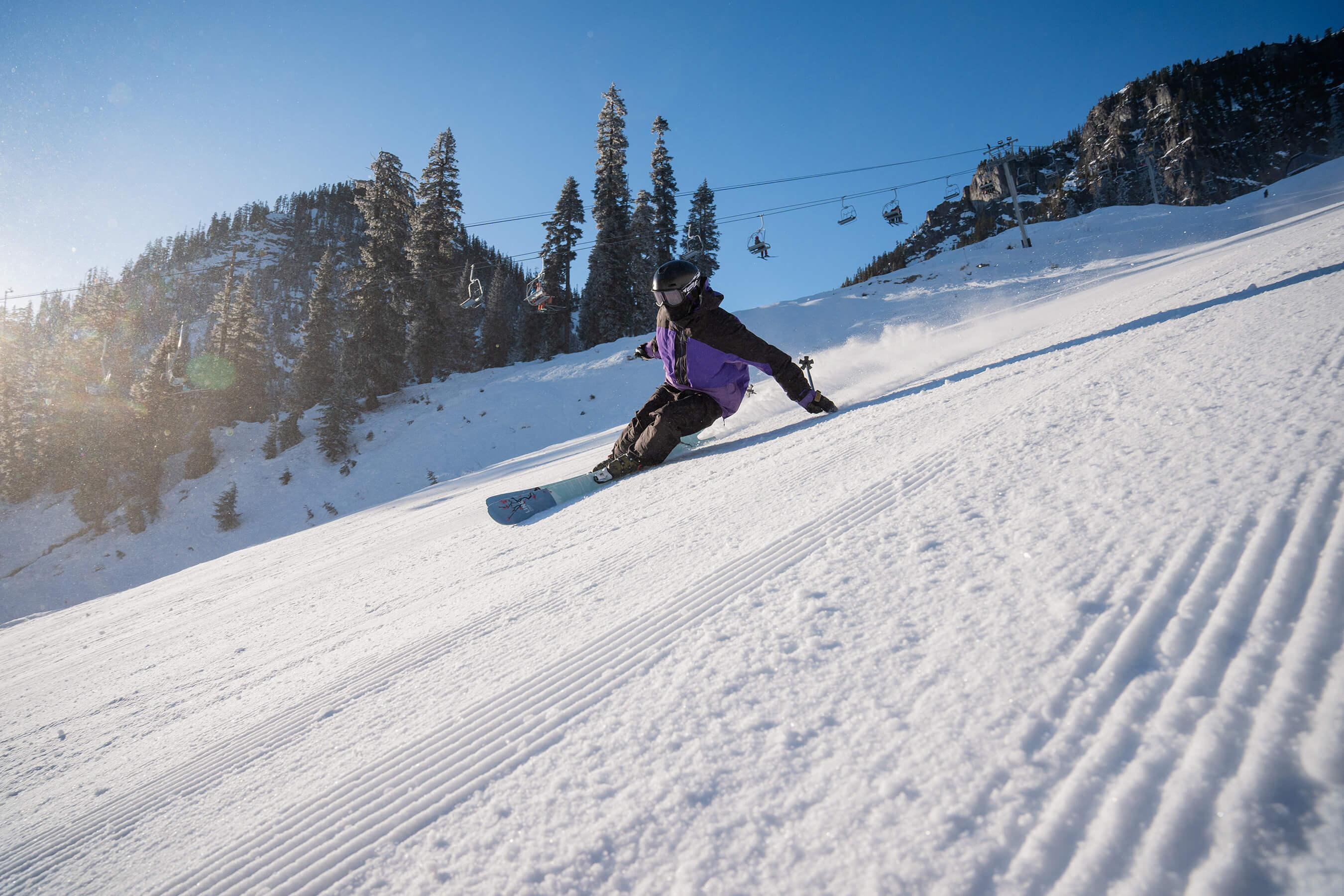 group of skiers and riders