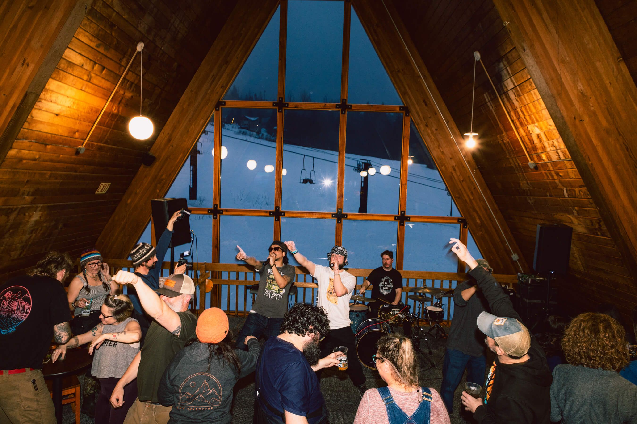 people dancing to live music in Broken Tip Bar