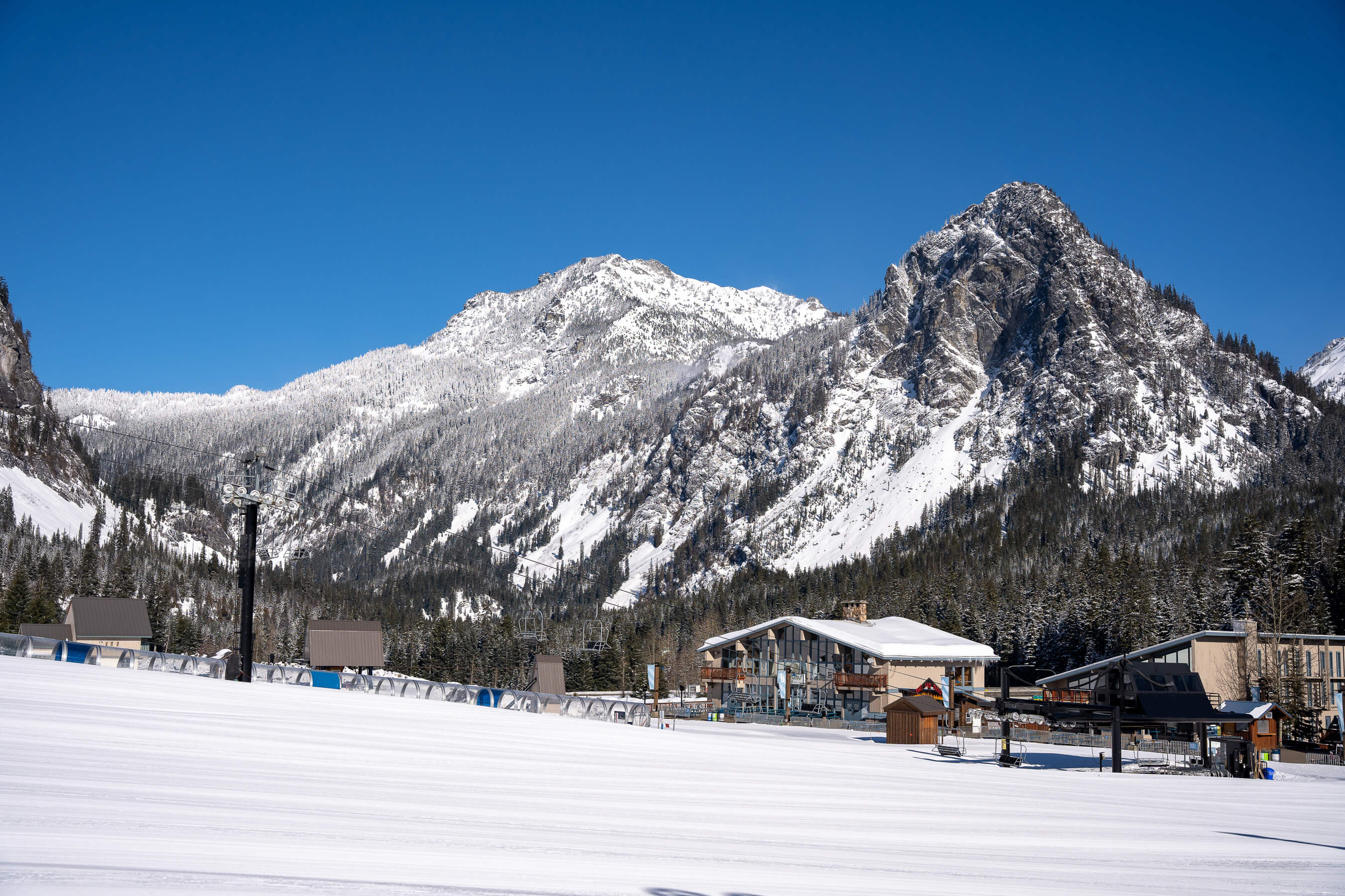 view of Summit West and mountain peaks