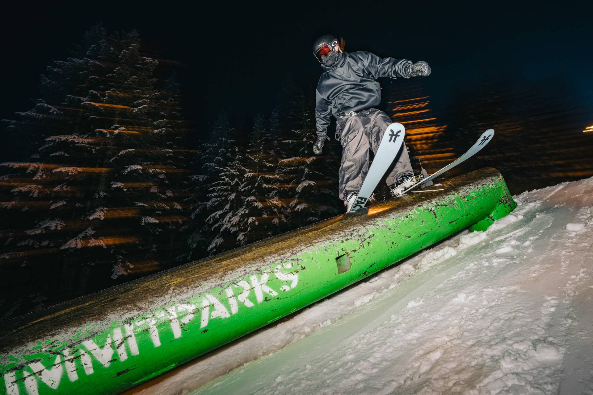 skier tube night summit terrain parks