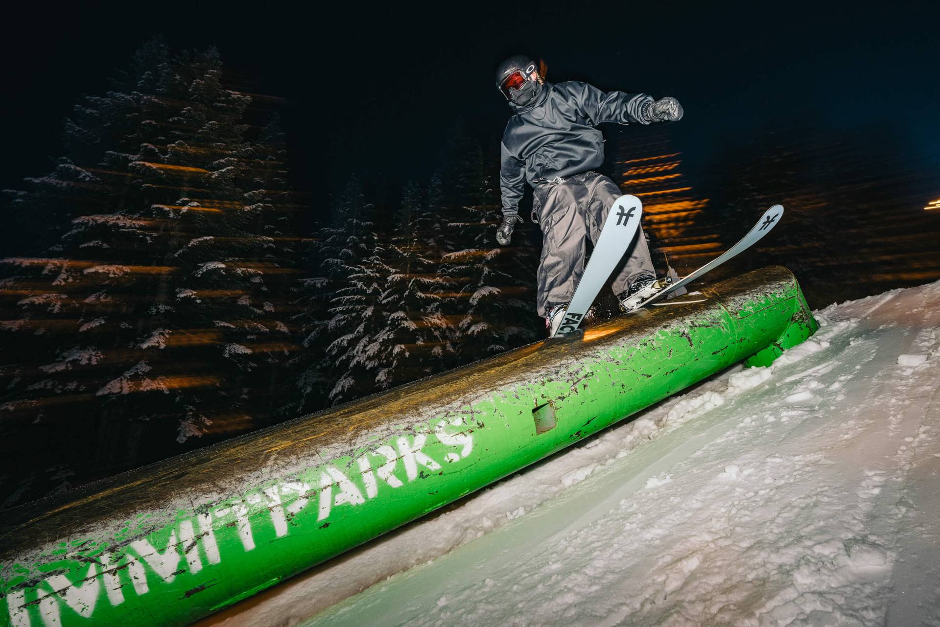 skier tube night summit terrain parks