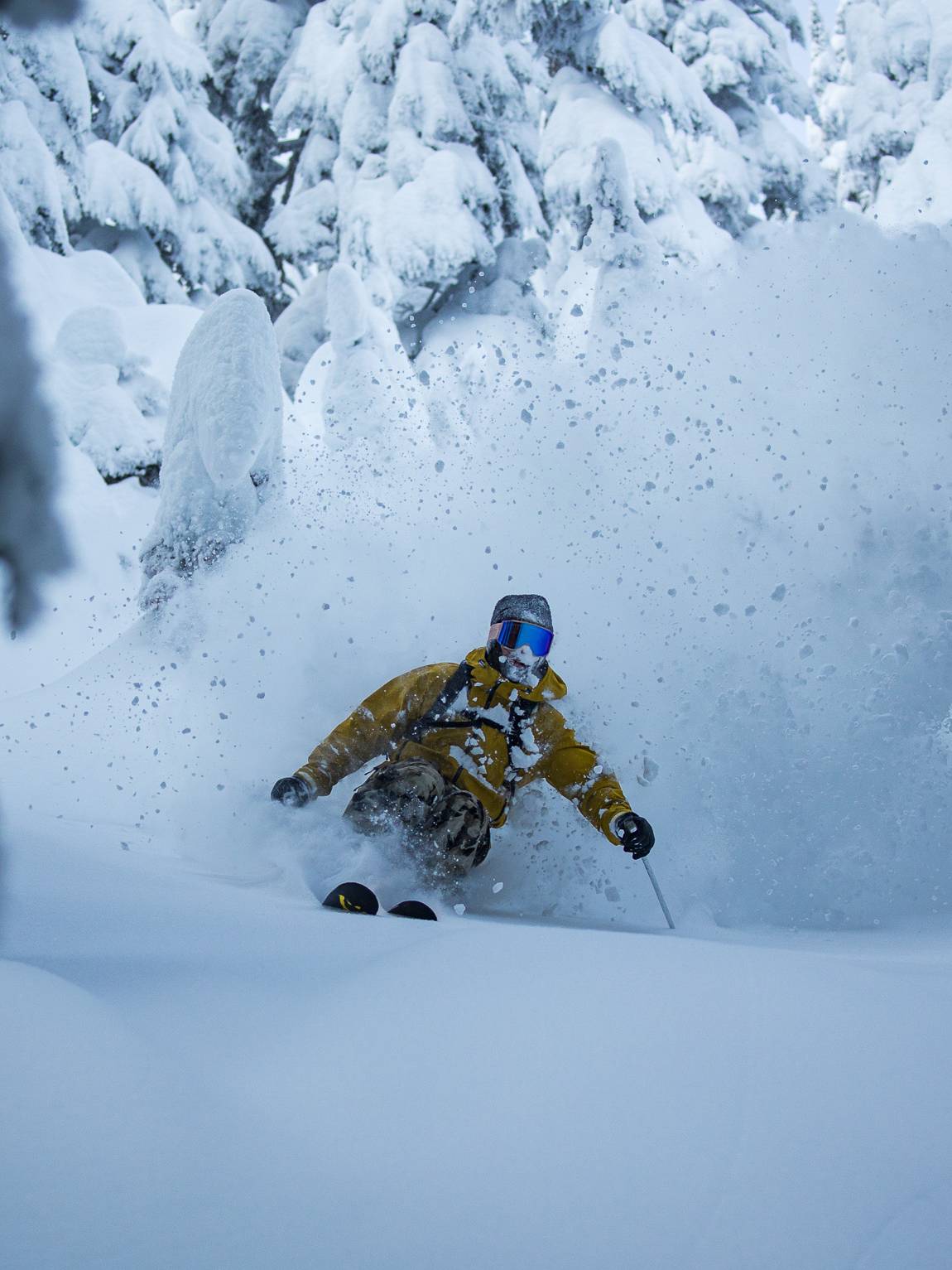 skier hitting major pow