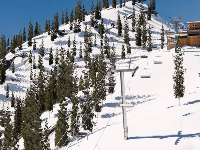 a rendering looking up at the top of the new edelweiss triple chairlift