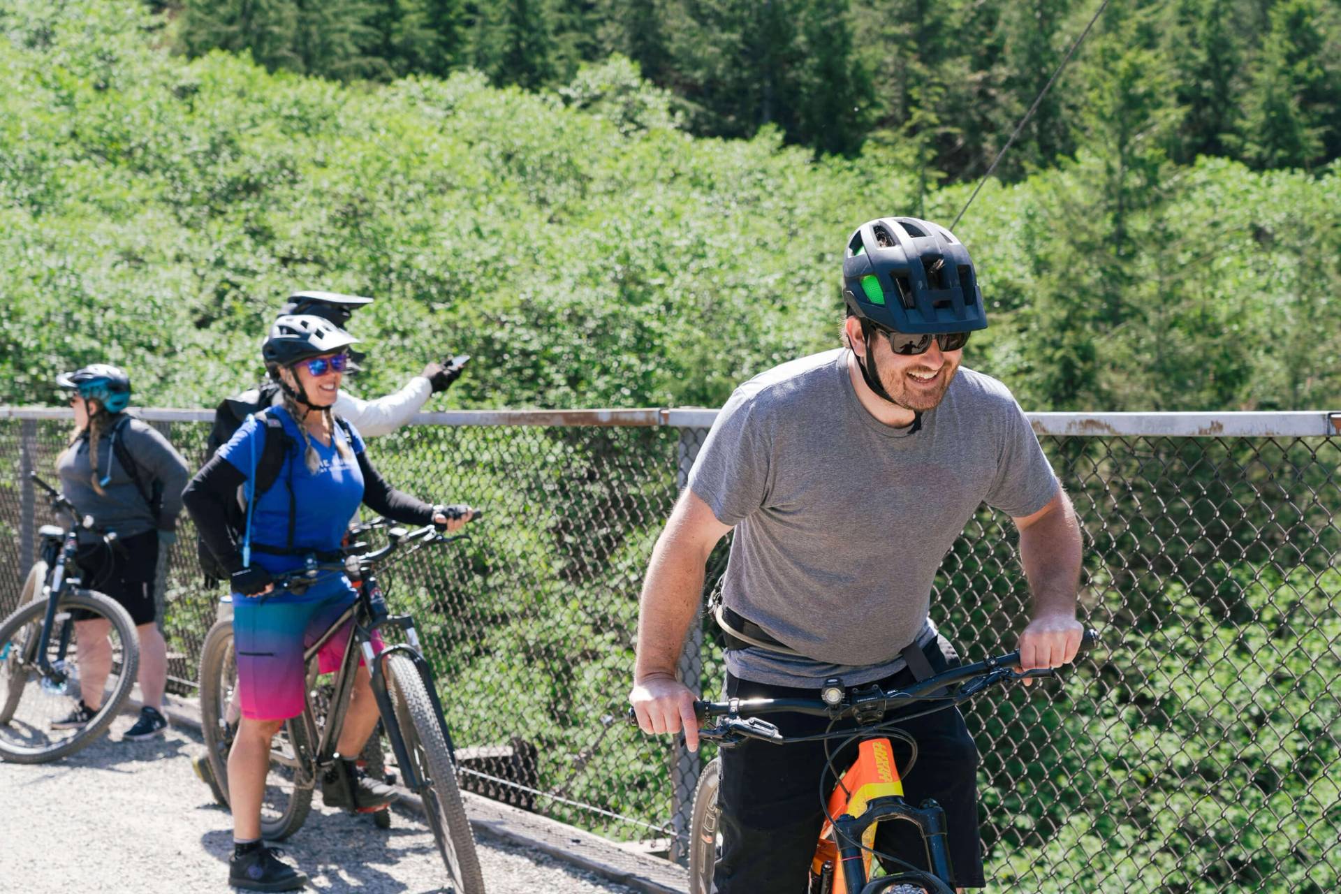 group of cyclists smiling