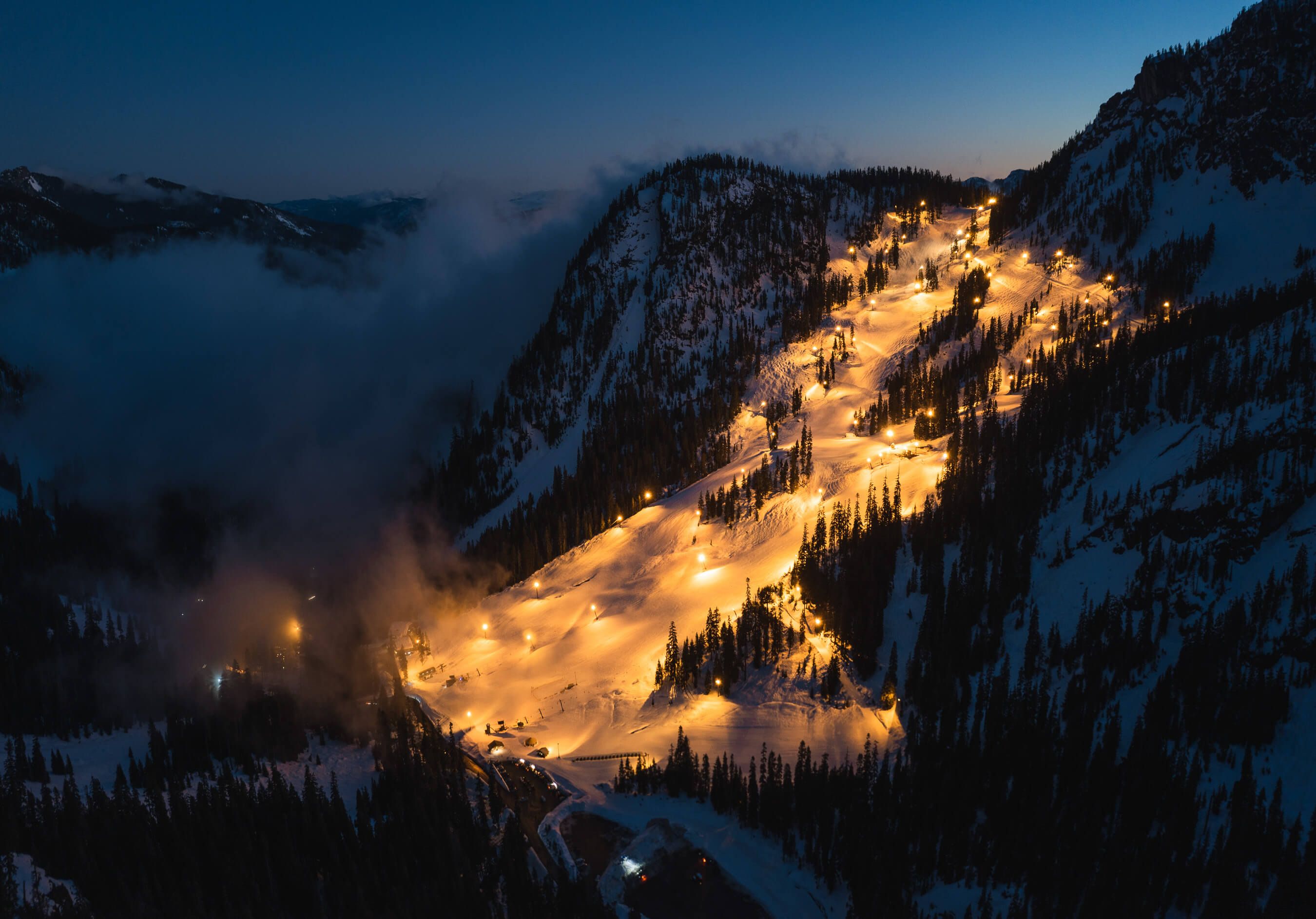 scenic photo of Alpental at Night