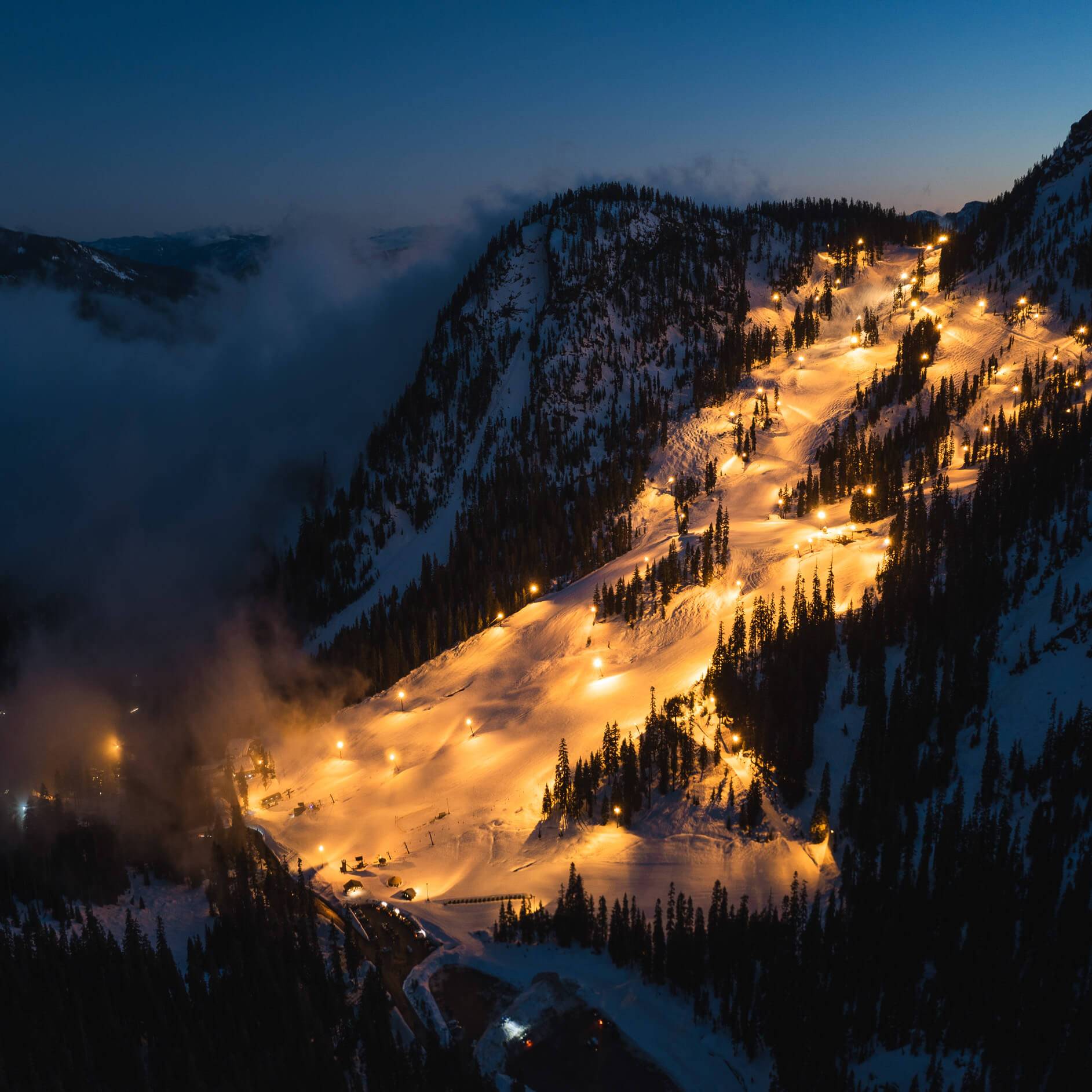 scenic photo of Alpental at Night