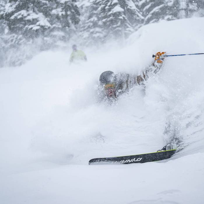 skier in deep powder