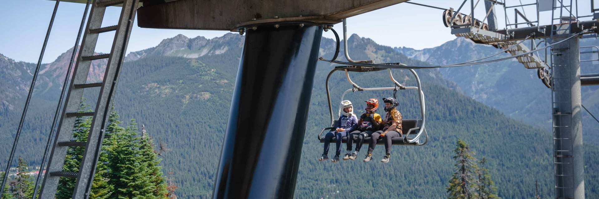 women lift accessed mountain biking