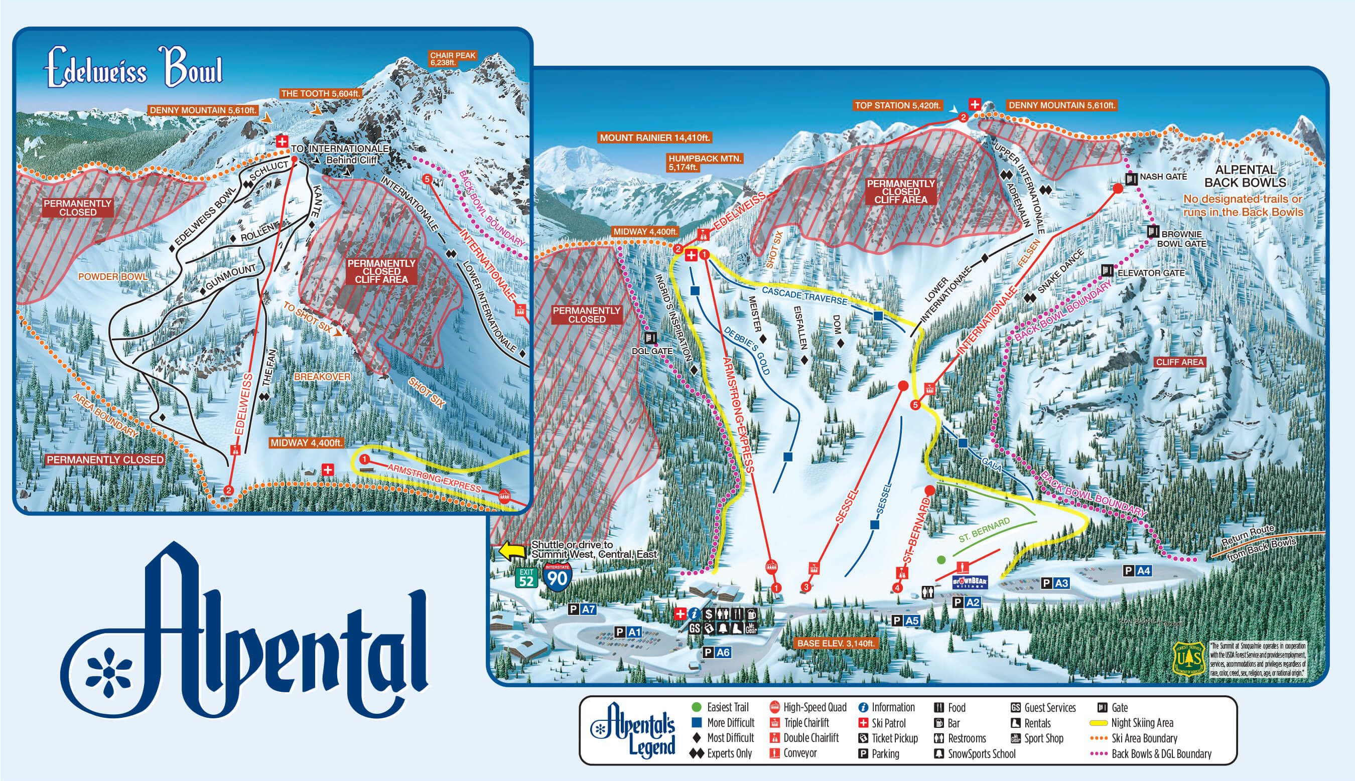 Alpental Trail Map