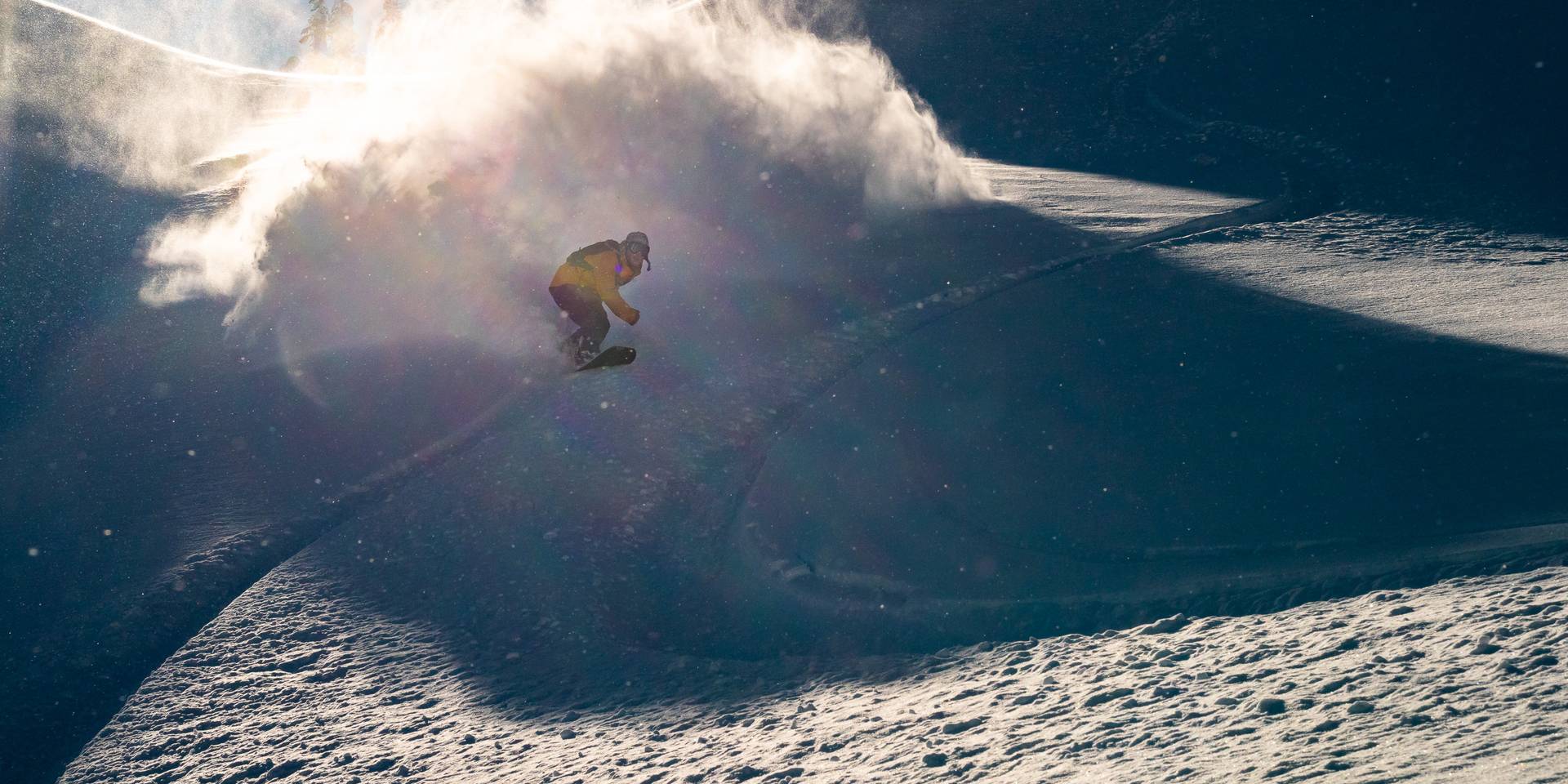 snowboarder in sunburst