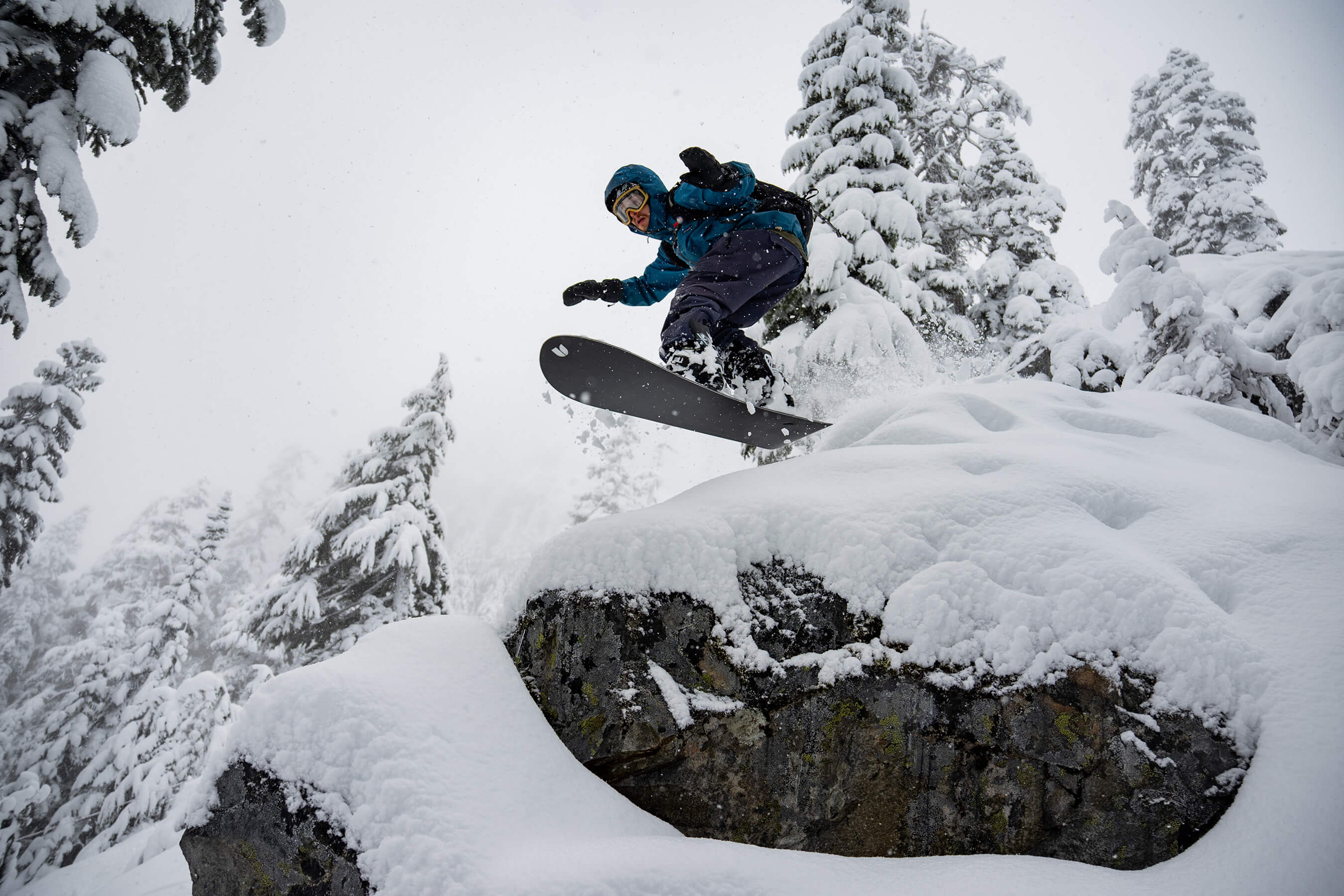 snowboarder catching air