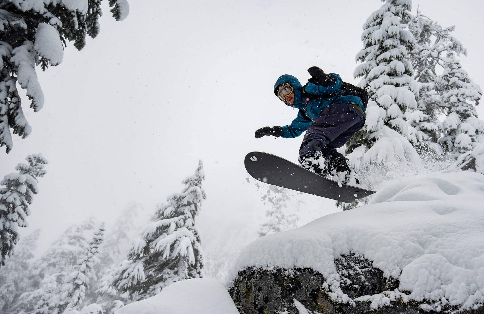 snowboarder catching air