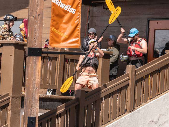 Guys pretending to be kayakers at Alpental