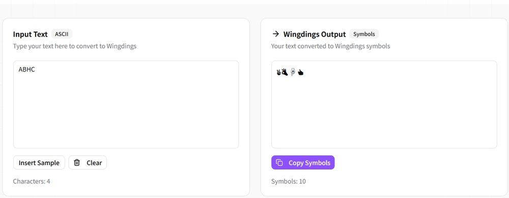 image of Wingdings Translator