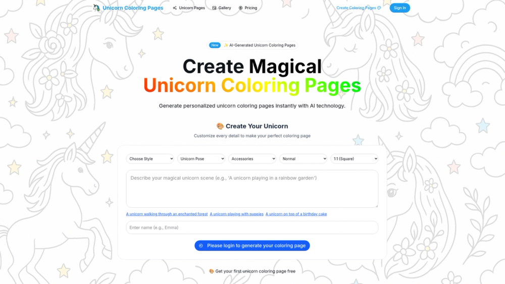 image of Unicorn Coloring Pages