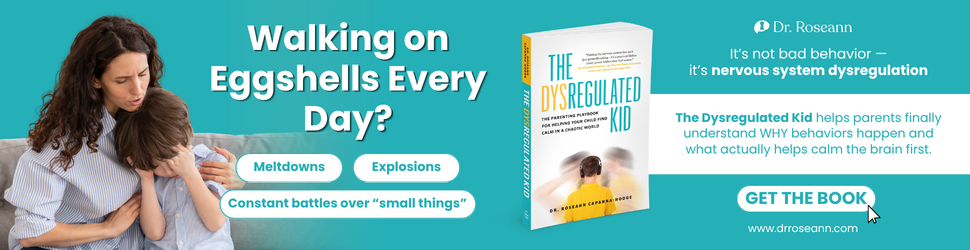 Banner for The Dysregulated Kid showing a mother comforting a child, the book cover, and a Get the Book button.