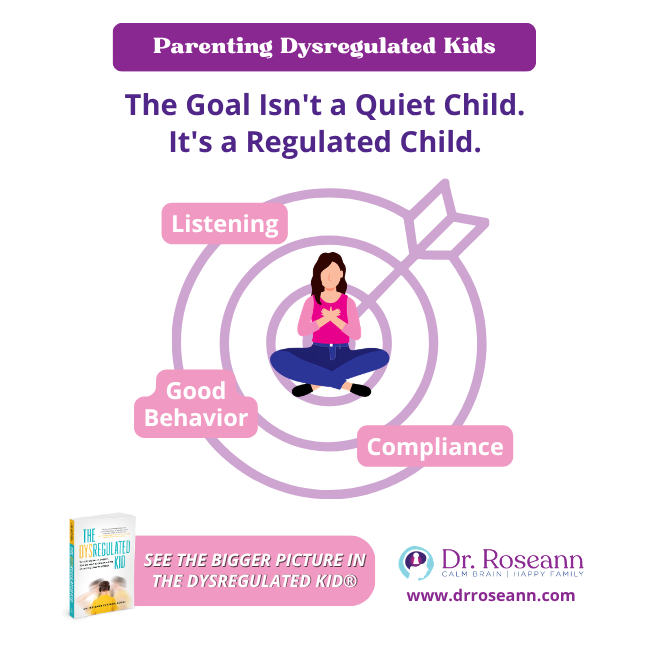 The Dysregulated Kid graphic illustrating a regulated child as a parenting goal.