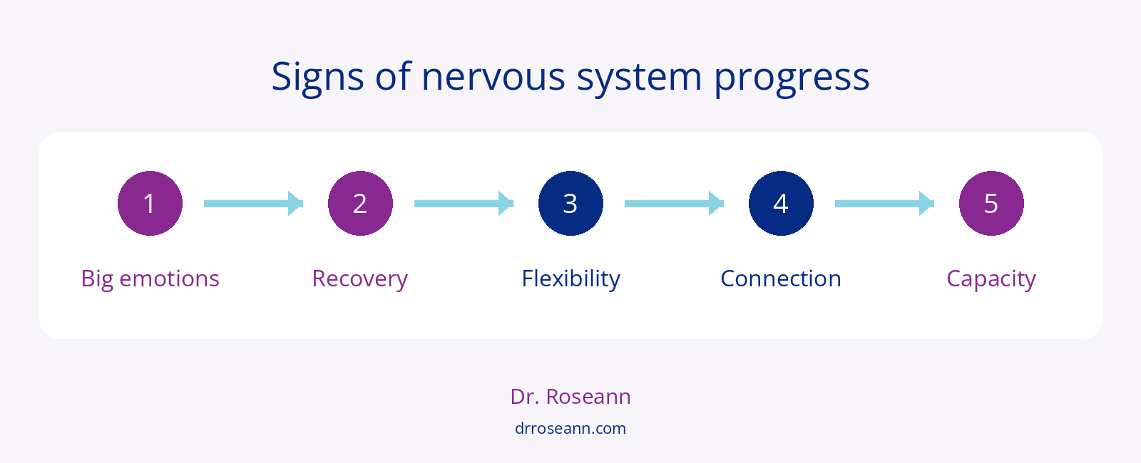 Signs of nervous system progress: Big emotions → Recovery → Flexibility → Connection → Capacity