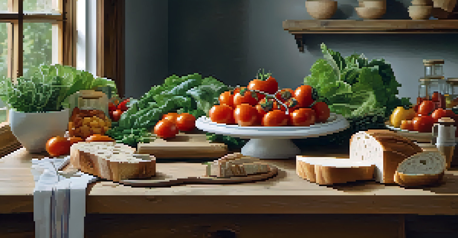 A split table showing organic ingredients on one side and conventional ingredients on the other, set against a softly blurred kitchen background.