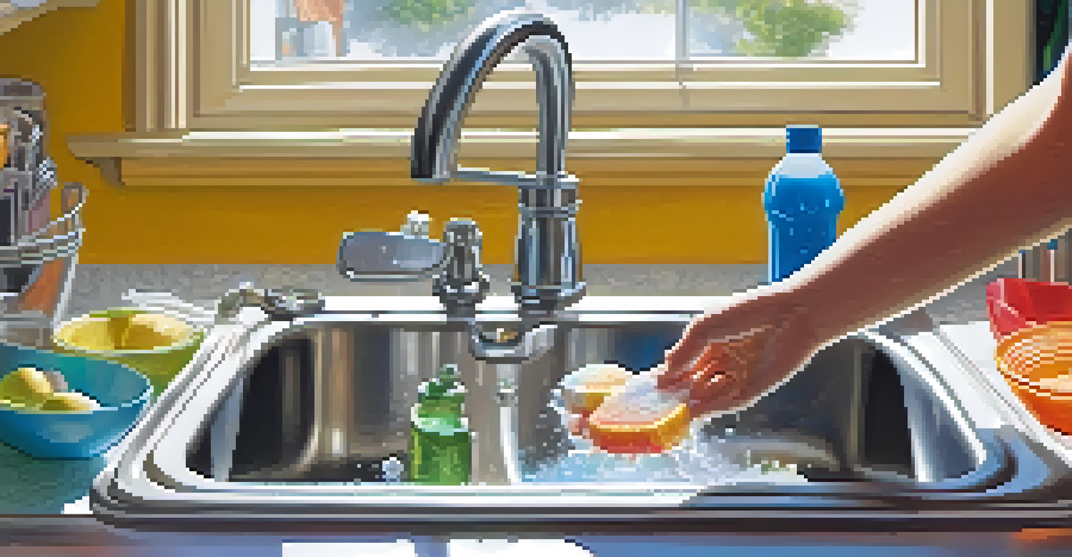 A close-up of a person washing hands with soap at a kitchen sink, highlighting the importance of hygiene before food preparation.