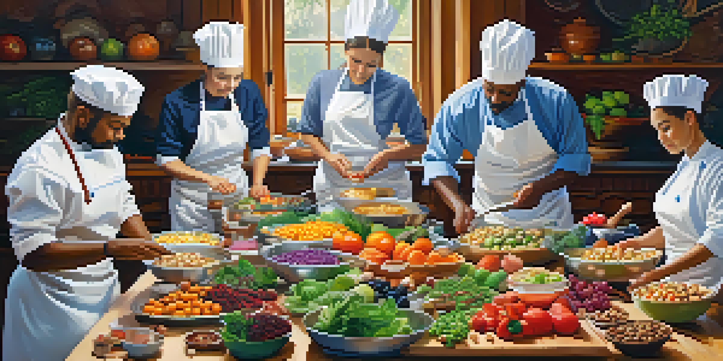 A lively competition with chefs creating colorful raw food dishes, showcasing fresh ingredients on a wooden countertop.