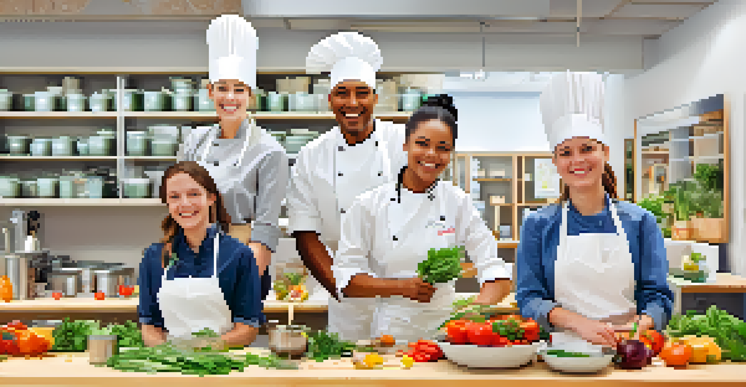 Students participating in a raw food chef course, focused on their workstations in a bright classroom.