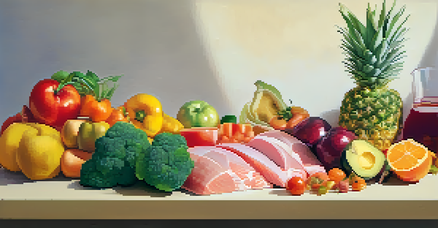 A split image contrasting raw fruits and vegetables with a plate of colorful cooked dishes, highlighting the benefits of both food types.